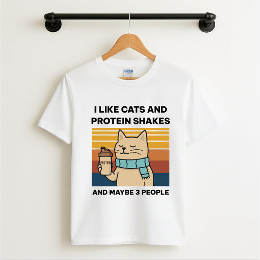 I Like Cats and Protein Shakes Fitness T-shirt